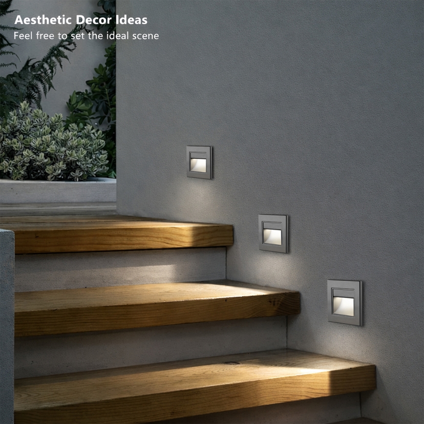 Brilagi - LED astmevalgusti STEP LIGHT LED/1,5W/230V IP44 antratsiit