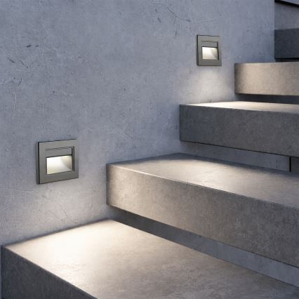 Brilagi - LED astmevalgusti STEP LIGHT LED/1,5W/230V IP44 antratsiit