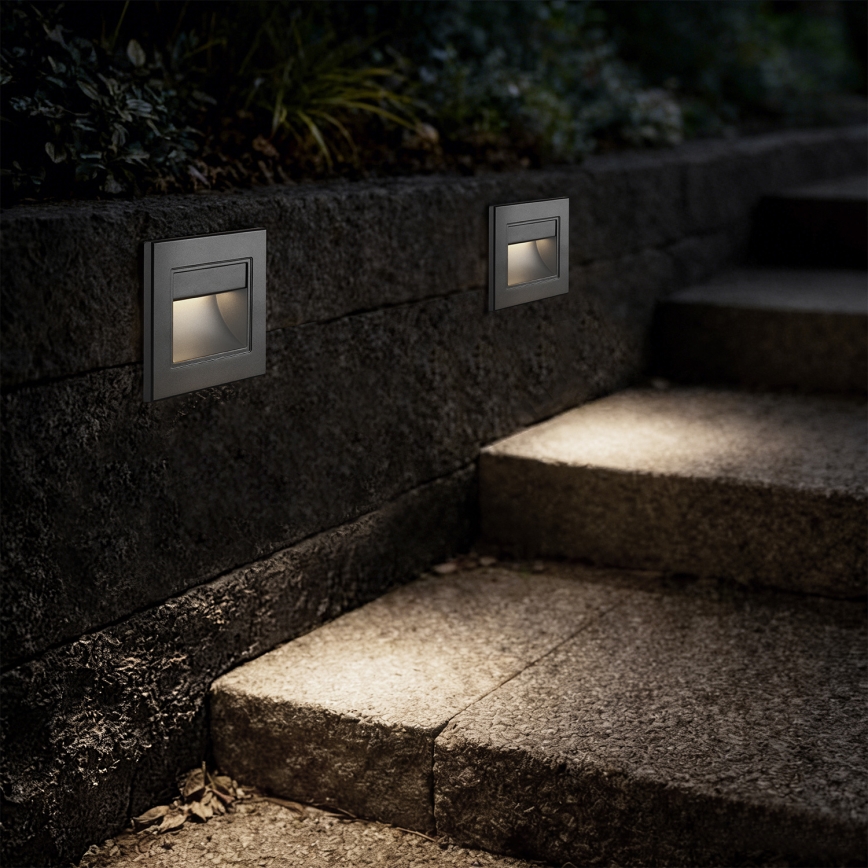 Brilagi - LED astmevalgusti STEP LIGHT LED/1,5W/230V IP44 antratsiit