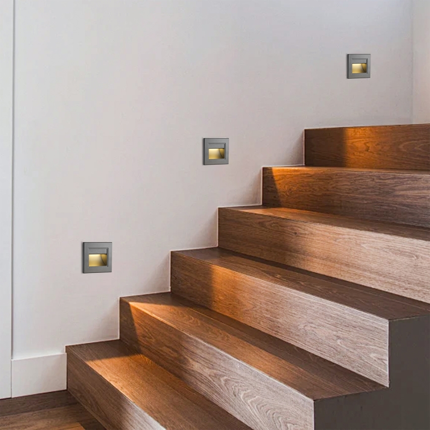 Brilagi - LED astmevalgusti STEP LIGHT LED/1,5W/230V IP44 antratsiit