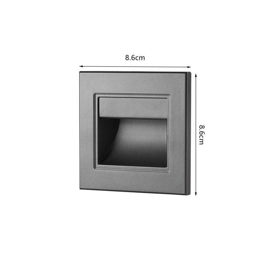 Brilagi - LED astmevalgusti STEP LIGHT LED/1,5W/230V IP44 antratsiit