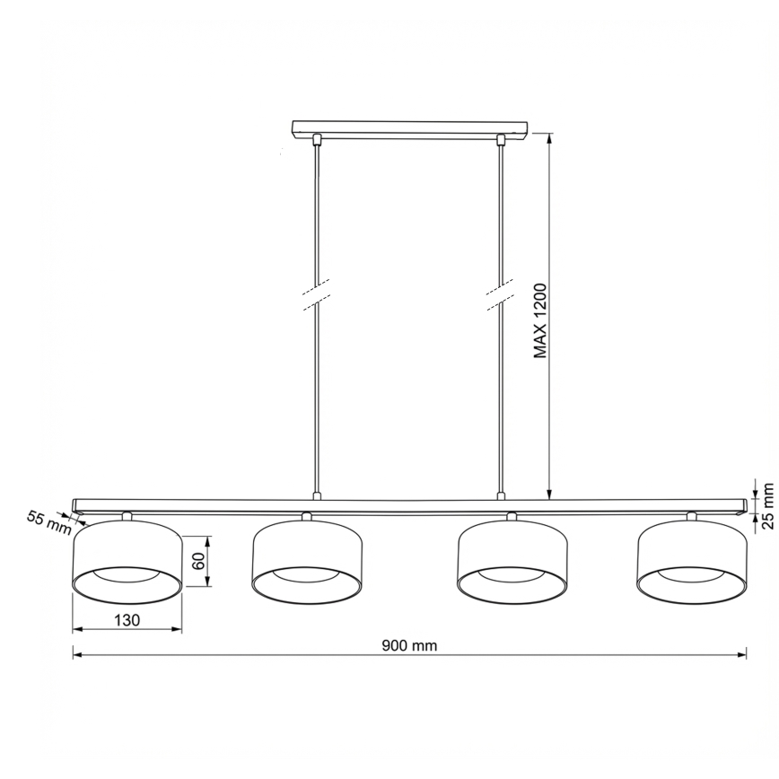 Brilagi - LED AURA LUX kaabliga rippvalgusti 4xGX53/30W/230V must/kuldne