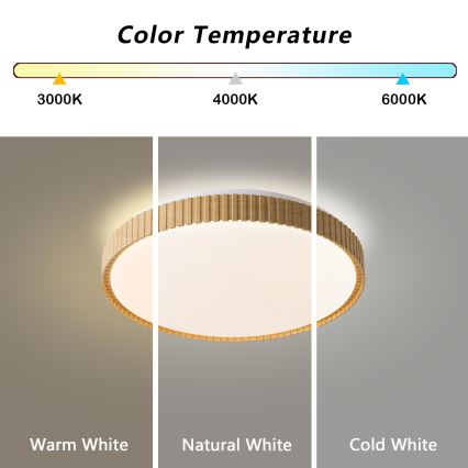 Brilagi - hämardatav LED-laelamp CORVO LED/72W/230V 3000-6000K puidukattega läbimõõt 50 cm + kaugjuhtimispult