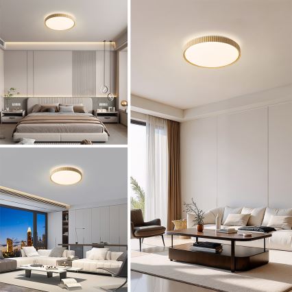 Brilagi - hämardatav LED-laelamp CORVO LED/72W/230V 3000-6000K puidukattega läbimõõt 50 cm + kaugjuhtimispult
