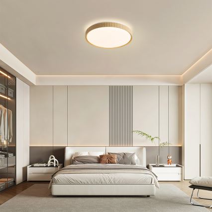Brilagi - hämardatav LED-laelamp CORVO LED/72W/230V 3000-6000K puidukattega läbimõõt 50 cm + kaugjuhtimispult