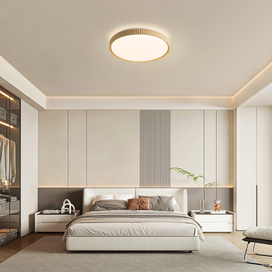 Brilagi - hämardatav LED-laelamp CORVO LED/72W/230V 3000-6000K puidukattega läbimõõt 50 cm + kaugjuhtimispult