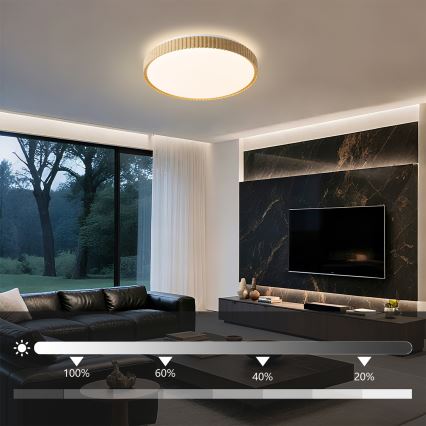 Brilagi - hämardatav LED-laelamp CORVO LED/72W/230V 3000-6000K puidukattega läbimõõt 50 cm + kaugjuhtimispult