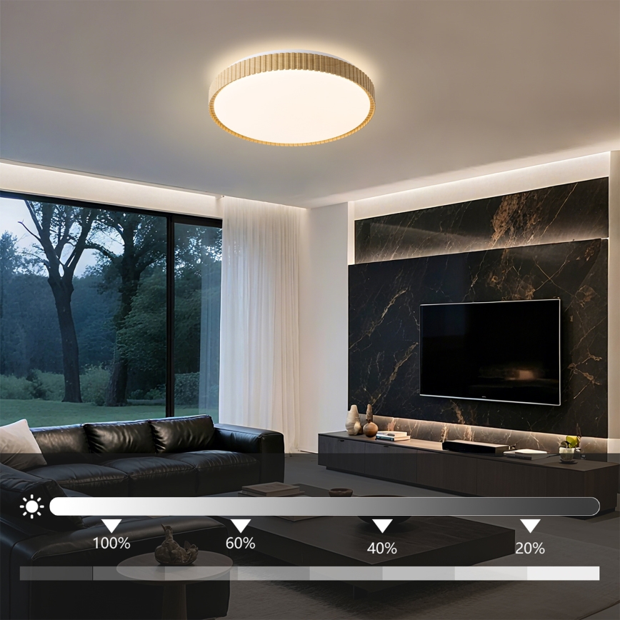 Brilagi - hämardatav LED-laelamp CORVO LED/72W/230V 3000-6000K puidukattega läbimõõt 50 cm + kaugjuhtimispult