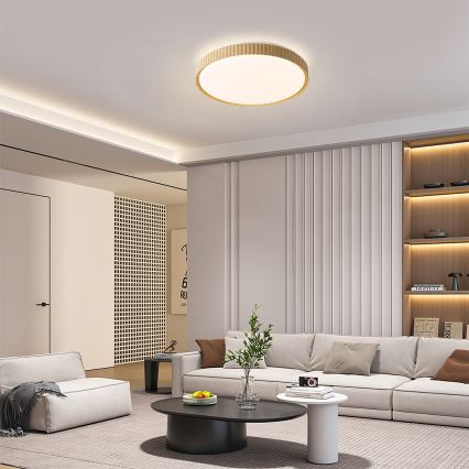 Brilagi - hämardatav LED-laelamp CORVO LED/72W/230V 3000-6000K puidukattega läbimõõt 50 cm + kaugjuhtimispult