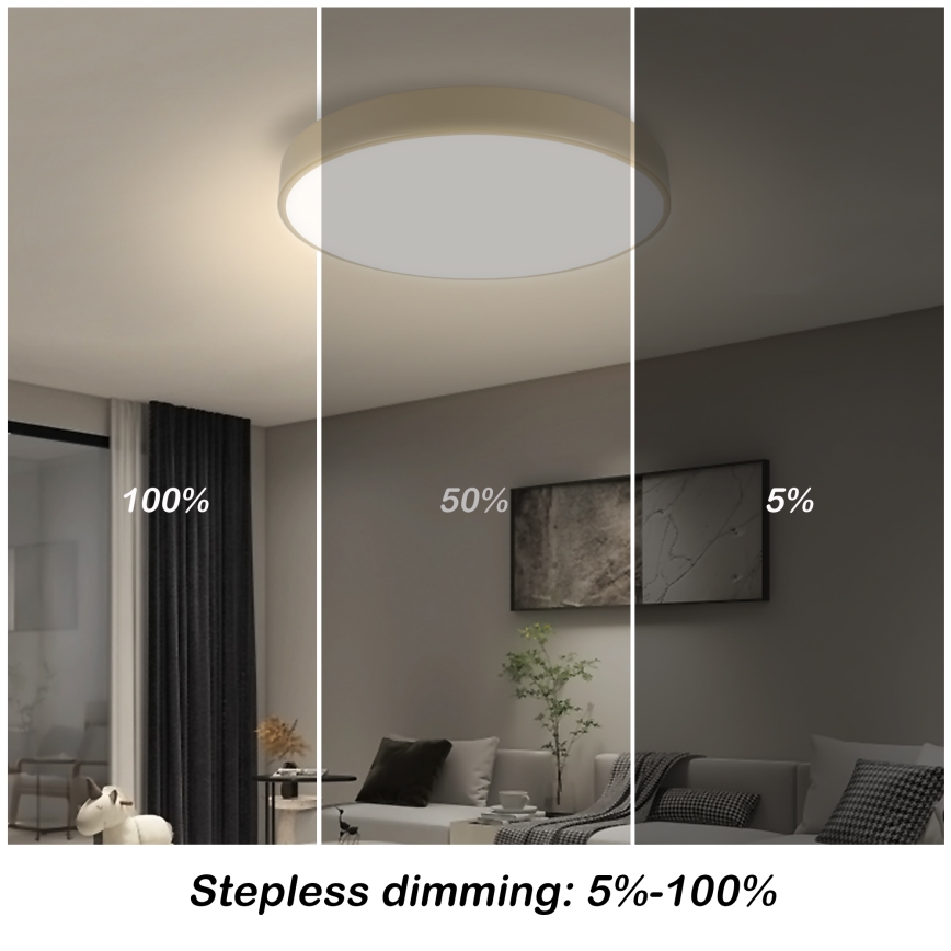 Brilagi - LED Dimmerdatav Katusvalgus POOL SMART LED/48W/230V diameeter 40 cm Wi-Fi Tuya beež + puldiga
