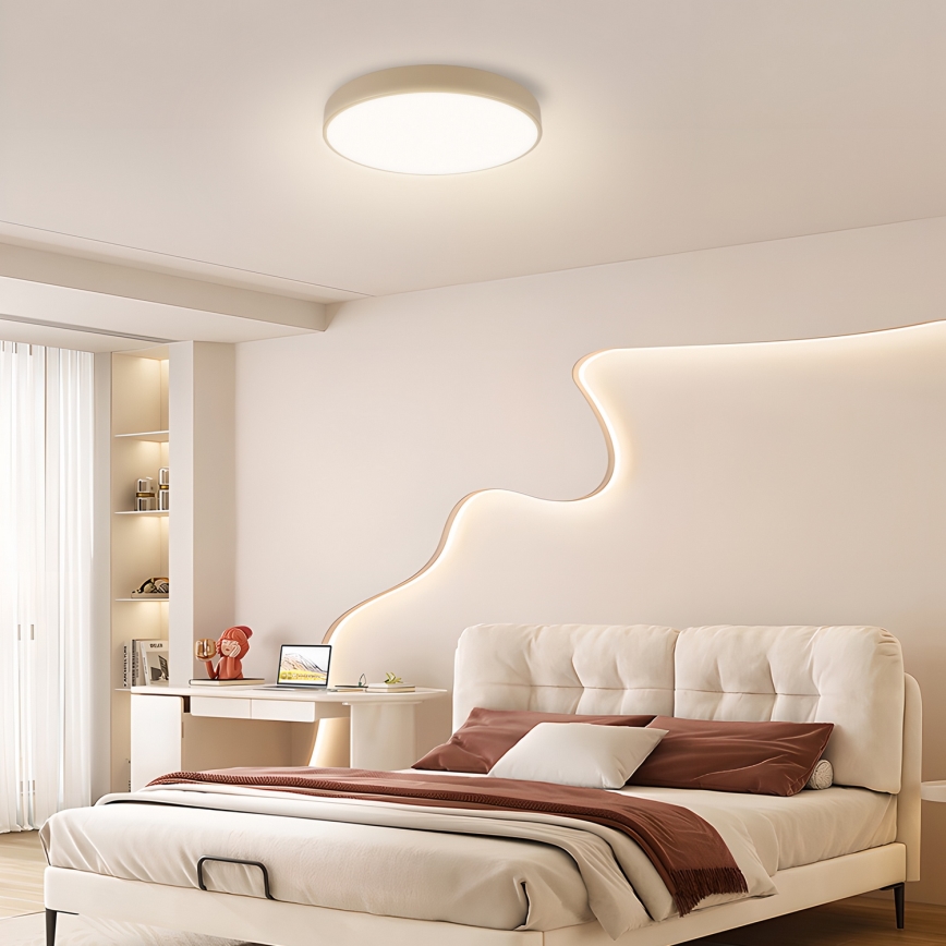 Brilagi - LED Dimmerdatav Katusvalgus POOL SMART LED/48W/230V diameeter 40 cm Wi-Fi Tuya beež + puldiga