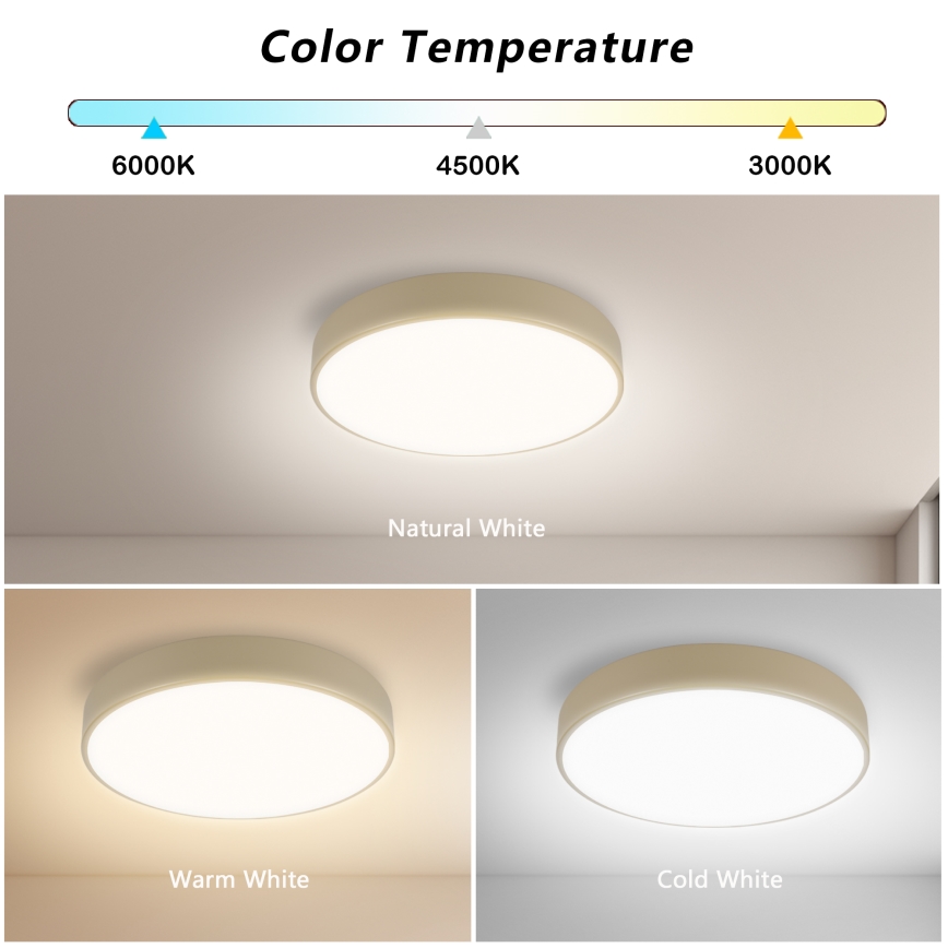 Brilagi - LED dimmeriga laevalgusti POOL LED/36W/230V 3000-6000K Ø 30 cm beež + kaugjuhtimispult