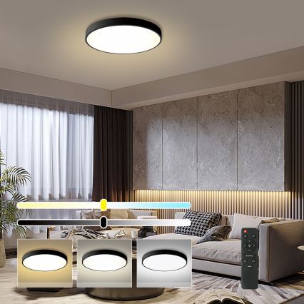 Brilagi - LED dimmeripaneel POOL LED/60W/230V 3000-6000K, diameeter 60 cm, musta + kaugjuhtimispult