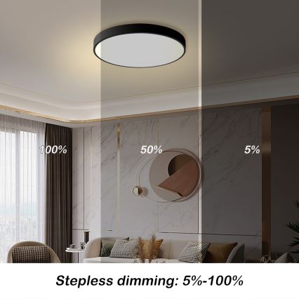 Brilagi - LED dimmeripaneel POOL LED/60W/230V 3000-6000K, diameeter 60 cm, musta + kaugjuhtimispult