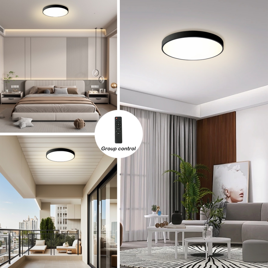 Brilagi - LED dimmeripaneel POOL LED/60W/230V 3000-6000K, diameeter 60 cm, musta + kaugjuhtimispult