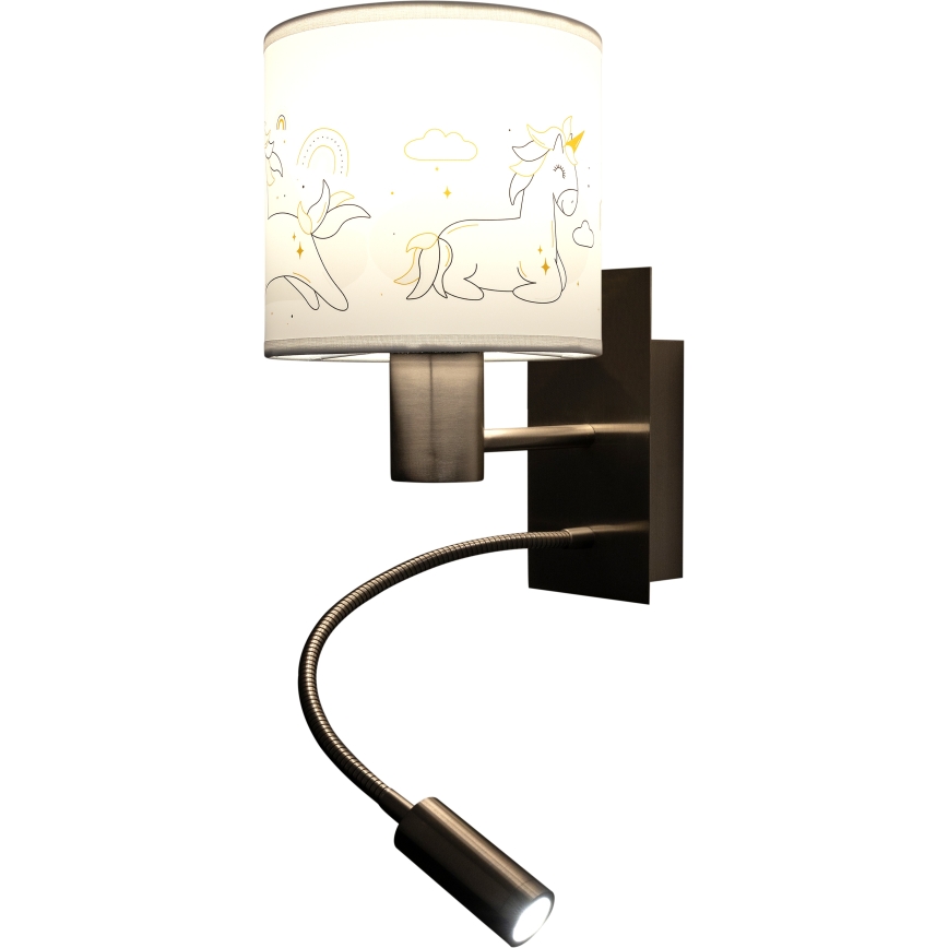 BRILAGI - LED lastetoa painduv seinavalgusti BOBO 1xE27/25W/230V + LED/3W mattkroom/valge/ükssarvikud