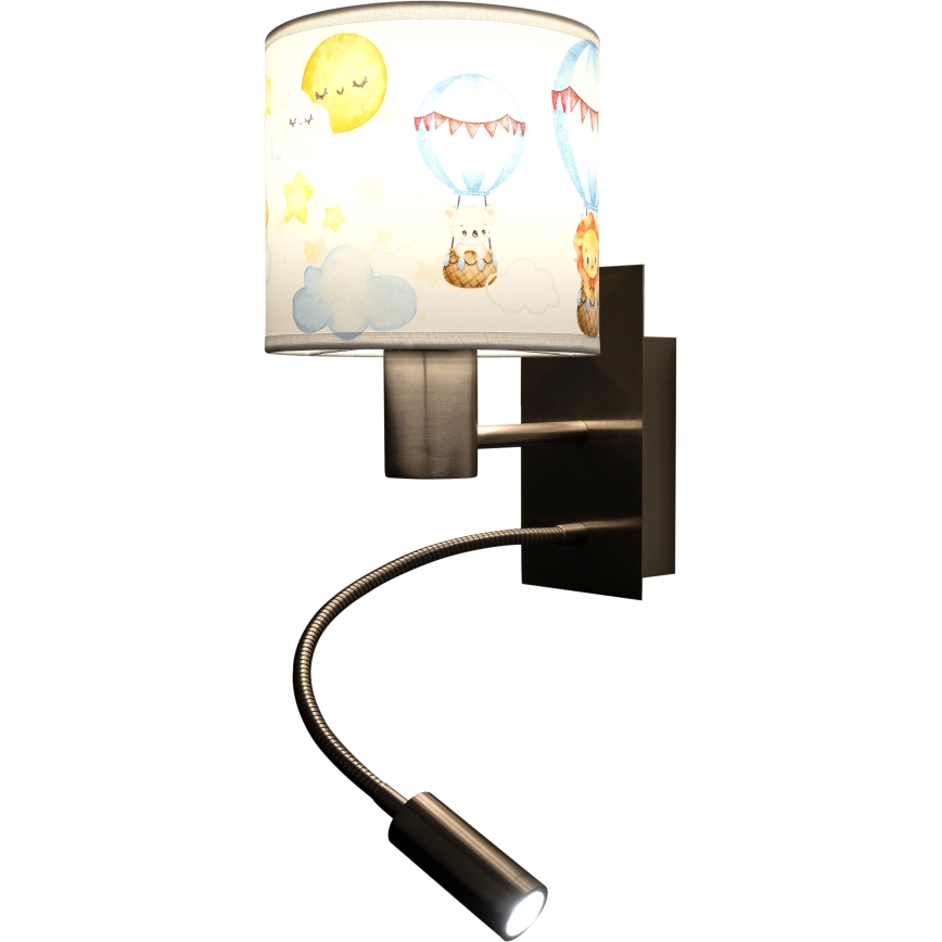 BRILAGI - LED laste painduv seinavalgusti BOBO 1xE27/25W/230V + LED/3W mattkroom/valge/loomakujundus