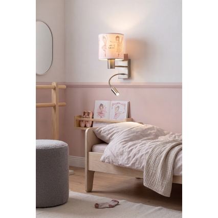 BRILAGI - LED laste painduv seinavalgusti BOBO 1xE27/25W/230V + LED/3W mattkroom/valge/roosa/baleriinid