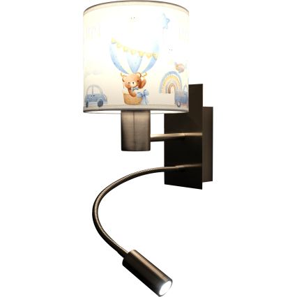 BRILAGI - LED lastetoa painduv seinavalgusti BOBO 1xE27/25W/230V + LED/3W mattkroom/valge/sinine/karukestega