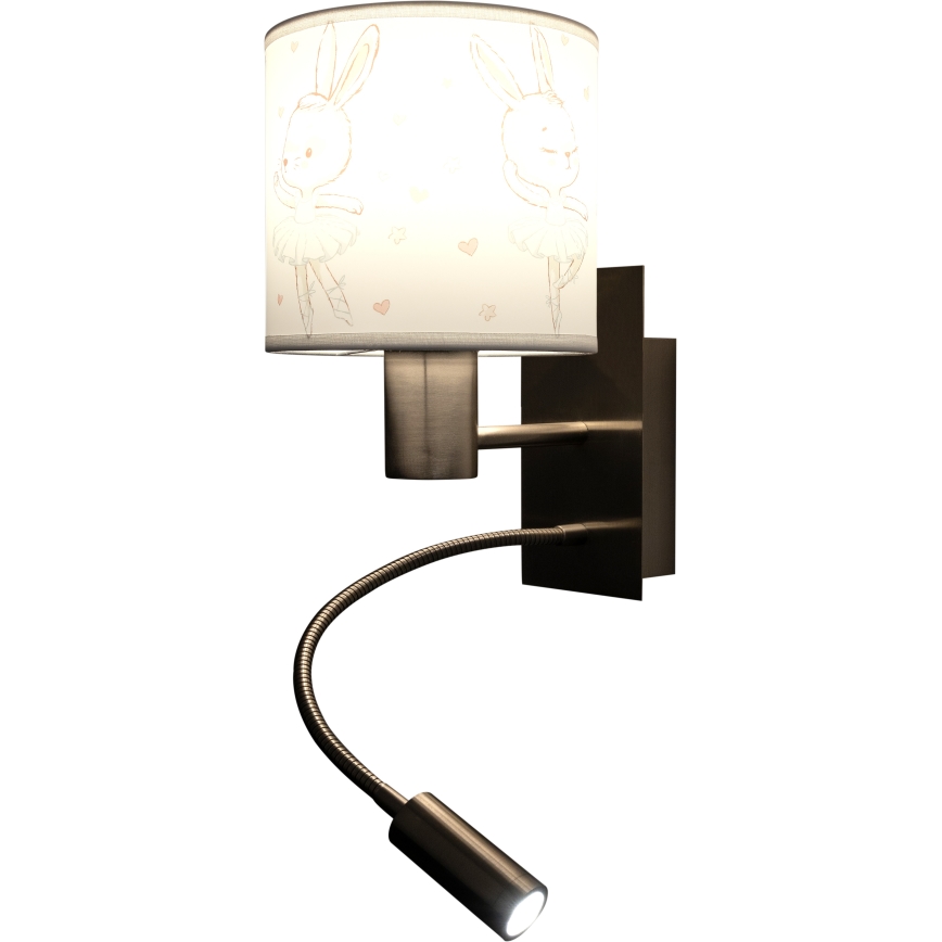 BRILAGI - LED laste painduv seinavalgusti BOBO 1xE27/25W/230V + LED/3W mattkroom/valge/jänesed