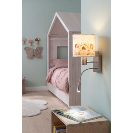 BRILAGI - LED Laste painduv seinavalgusti BOBO 1xE27/25W/230V + LED/3W mattkroom/valge/roosa/haldjad