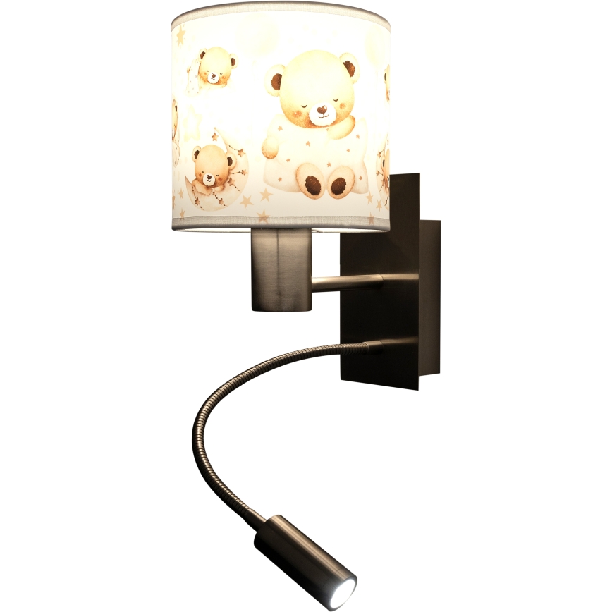 BRILAGI - LED laste painduv seinavalgusti BOBO 1xE27/25W/230V + LED/3W mattkroom/valge/karumustriga