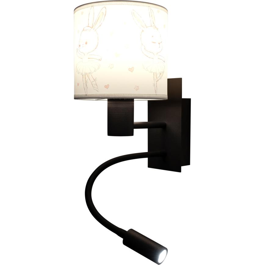BRILAGI - LED laste painduv seinavalgusti BOBO 1xE27/25W/230V + LED/3W must/valge/jänkud