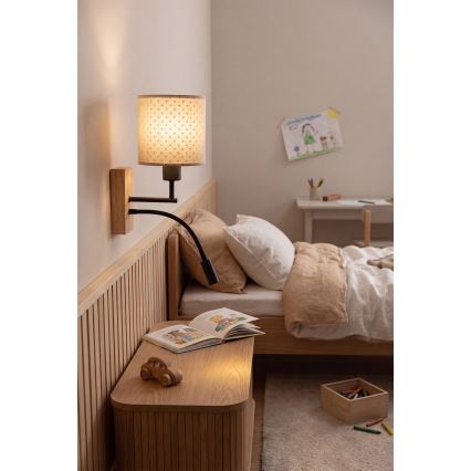 BRILAGI - LED laste reguleeritav seinavalgusti BOBO WOOD 1xE27/25W/230V + LED/3W tamm/must/beež/täpiline