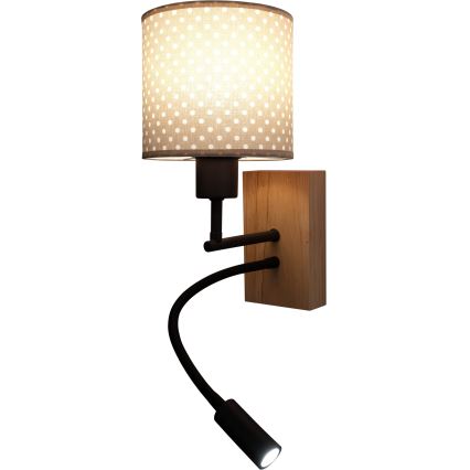 BRILAGI - LED laste reguleeritav seinavalgusti BOBO WOOD 1xE27/25W/230V + LED/3W tamm/must/beež/täpiline