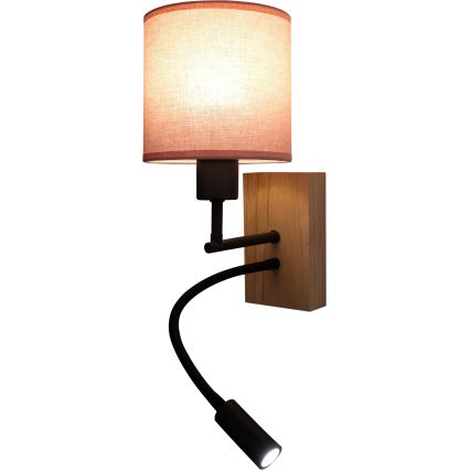 BRILAGI - LED-painduv seinavalgusti BOBO WOOD 1xE27/25W/230V + LED/3W tamm/must/roosa