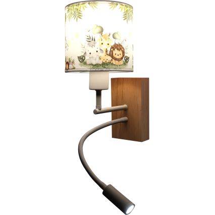 BRILAGI - LED laste painduv seinalamp BOBO WOOD 1xE27/25W/230V + LED/3W tamm/valge/roheline/džungel