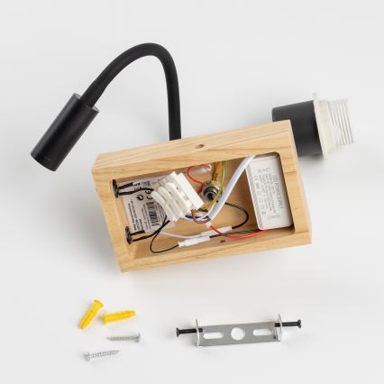 BRILAGI - LED laste painduv seinavalgusti BOBO WOOD 1xE27/25W/230V + LED/3W tamm/must/valge/loomad