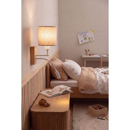 BRILAGI - BOBO WOOD LED painduv laste seinavalgusti 1xE27/25W/230V + LED/3W tamm/valge/beež/täpid