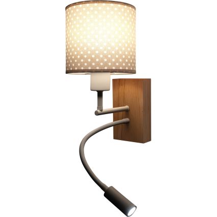 BRILAGI - BOBO WOOD LED painduv laste seinavalgusti 1xE27/25W/230V + LED/3W tamm/valge/beež/täpid
