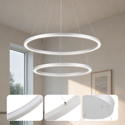 Brilagi - Hämardatav hõbedane rippvalgusti kaabliga PORTOFINO LED/98W/230V 3000-6000K läbimõõt 80 cm + kaugjuhtimispult