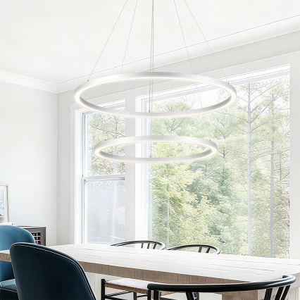 Brilagi - Hämardatav hõbedane rippvalgusti kaabliga PORTOFINO LED/98W/230V 3000-6000K läbimõõt 80 cm + kaugjuhtimispult