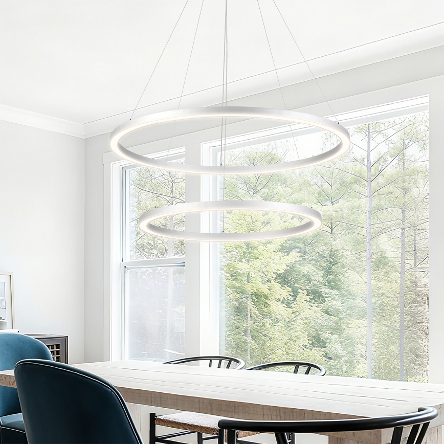 Brilagi - Hämardatav hõbedane rippvalgusti kaabliga PORTOFINO LED/98W/230V 3000-6000K läbimõõt 80 cm + kaugjuhtimispult