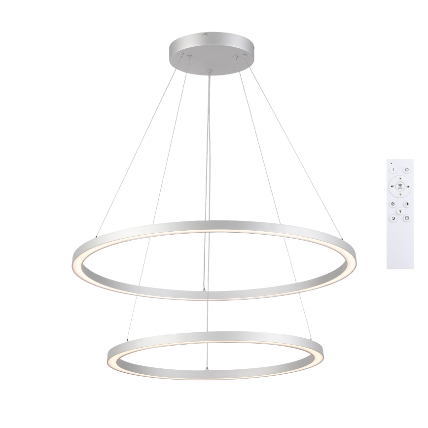 Brilagi - Hämardatav hõbedane rippvalgusti kaabliga PORTOFINO LED/98W/230V 3000-6000K läbimõõt 80 cm + kaugjuhtimispult