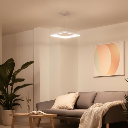 Brilagi - LED-hämardatav rippvalgusti kaabliga FALCON SLIM LED/50W/230V 3000-6500K 50x50 cm valge + kaugjuhtimispult
