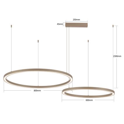 BRILAGI - LED-hämardatav rippvalgusti trossil PORTOFINO LED/98W/230V 3000-6000K beež + kaugjuhtimispult