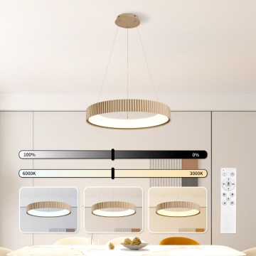 Brilagi - LED hämardatav kaabliga rippvalgusti FALCON MODERN LED/54W/230V 3000-6500K läbimõõt 60 cm beež + kaugjuhtimispult