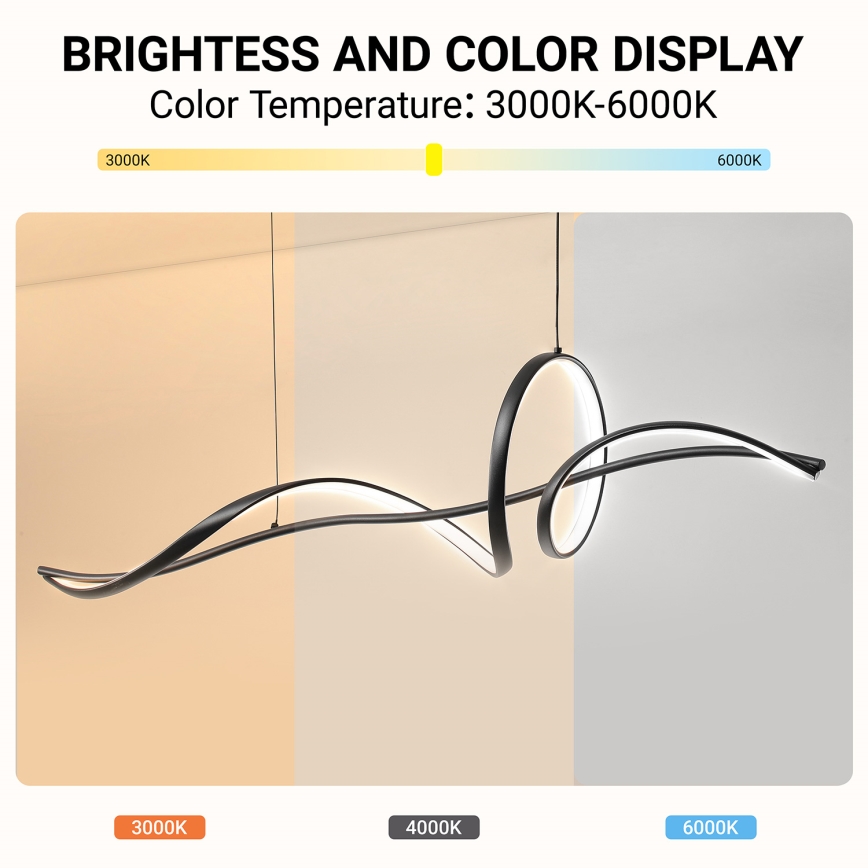 BRILAGI - LED hämardatav rippvalgusti kaabliga SIGNATURE LED/55W/230V 3000-6000K 120x23 cm must + kaugjuhtimispult