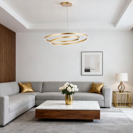 Brilagi - hämardatav LED-rippvalgusti kaablil TWISTER LED/105W/230V 3000-6000K, läbimõõt 100 cm, kuldne + kaugjuhtimispult