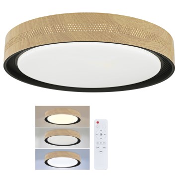 Brilagi - LED hämardatav laelamp COCI LED/48W/230V 3000-6500K läbimõõt 39 cm puitdekor/must + kaugjuhtimispult