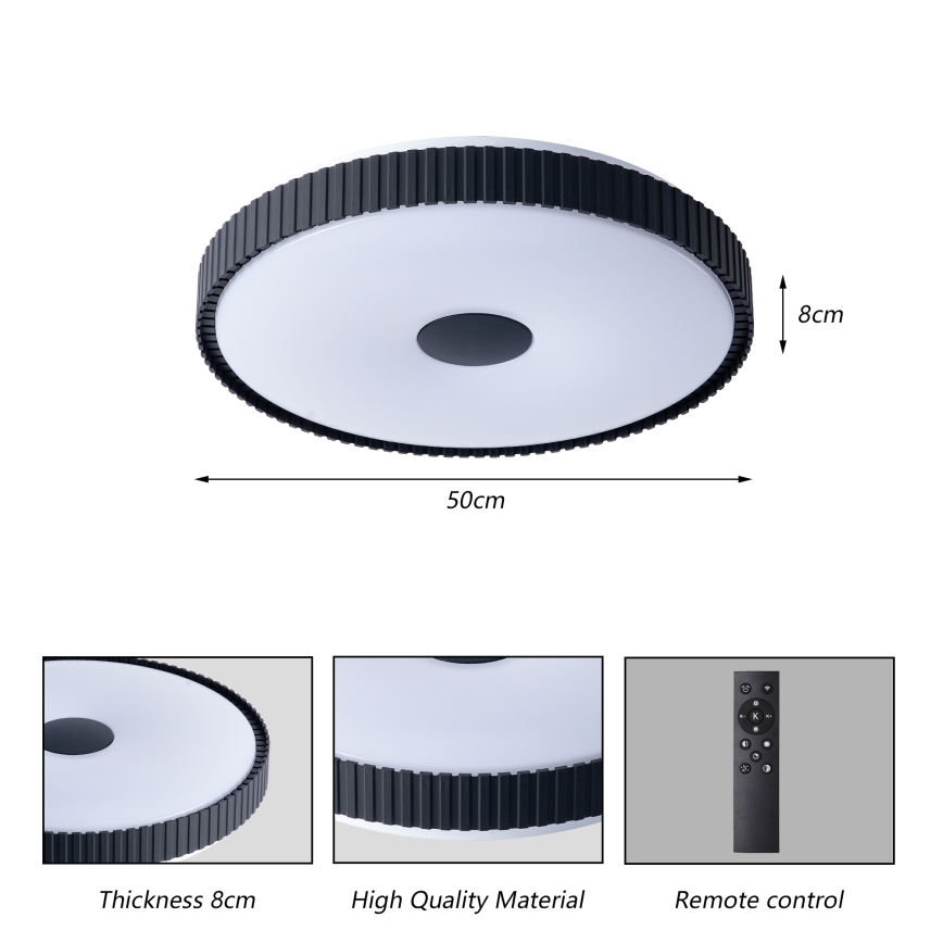 Brilagi - hämardatav LED-laelamp CORVO LED/72W/230V 3000-6000K must, läbimõõt 50 cm + kaugjuhtimispult