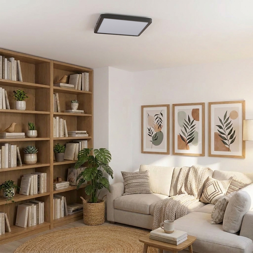 Brilagi - hämardatav LED-laelamp ESTELA SQUARE LED/36W/230V 3000-6500K 31x31 cm must + kaugjuhtimispult