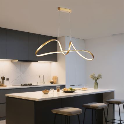 Brilagi - LED hämardatav rippvalgusti kaablil TWISTER LED/60W/230V 3000-6000K kuldne + kaugjuhtimispult