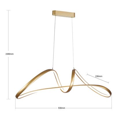 Brilagi - LED hämardatav rippvalgusti kaablil TWISTER LED/60W/230V 3000-6000K kuldne + kaugjuhtimispult