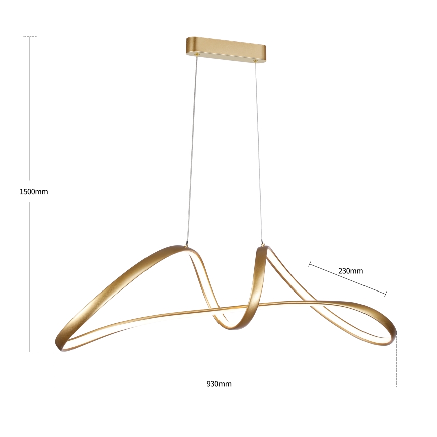 Brilagi - LED hämardatav rippvalgusti kaablil TWISTER LED/60W/230V 3000-6000K kuldne + kaugjuhtimispult
