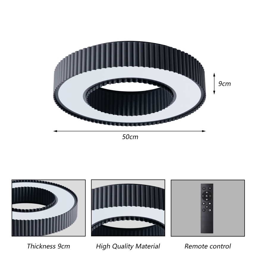 Brilagi - LED-hämardatav laelamp LUMIX LED/48W/230V 3000–6000K must Ø 50 cm + kaugjuhtimispult